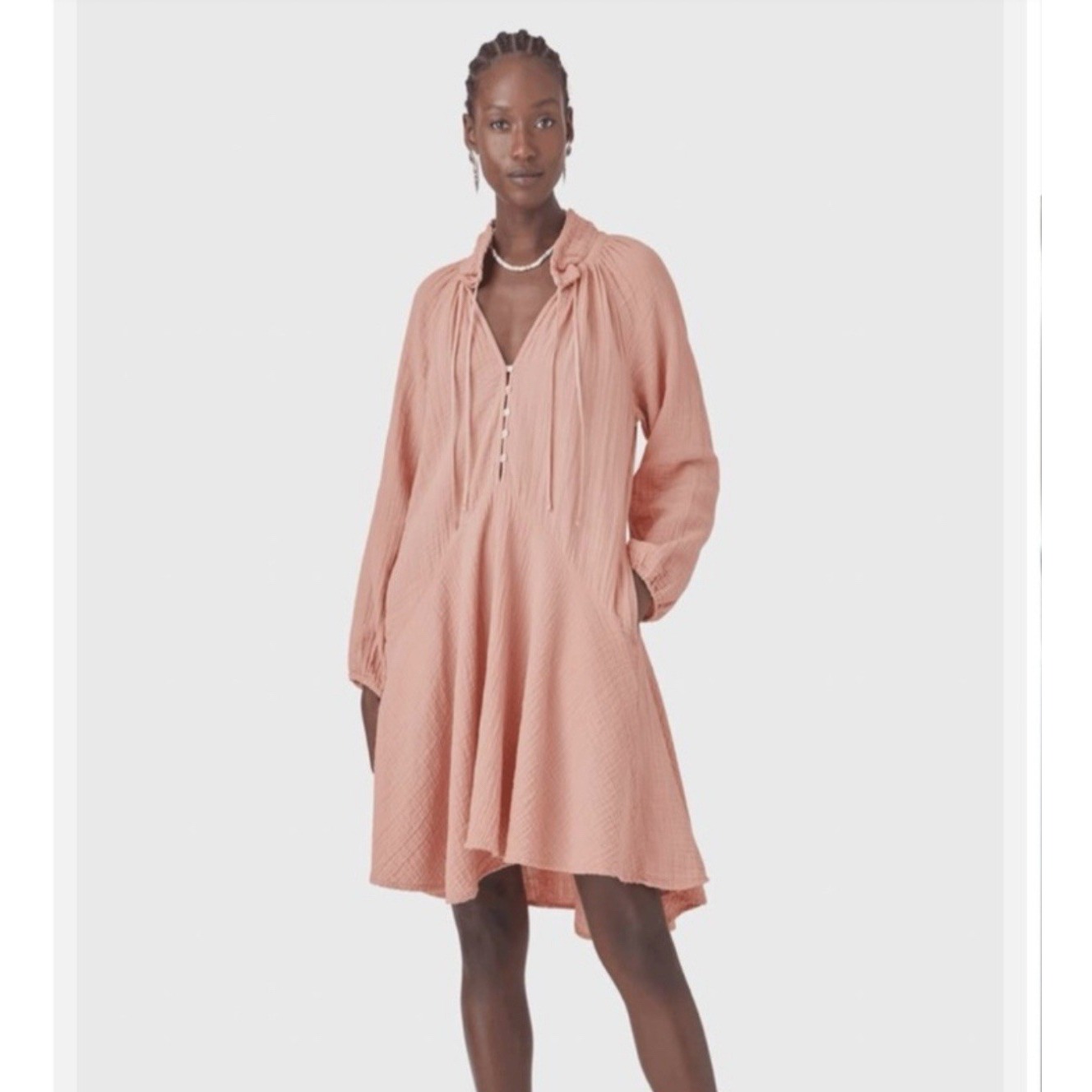 Xirena Lola Dress Womens Xs Sugar Pink High Low Hem Gauze Feminine Flowy Cotton
